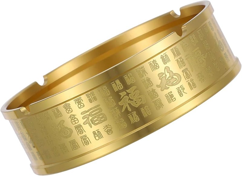 Vintage Brass Ashtray 12Cm Round Metal Holder For Home Office Indoor Outdoor - Image 1